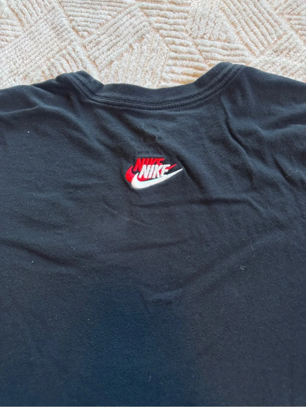 Nike Black Multi-Logo Embroidered Swoosh Tee Shirt Small S